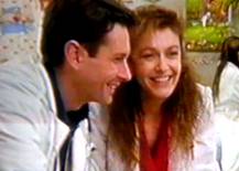 Brett Climo as Dr. David Ratcliffe and Melita Jurisic as Dr. Magda Heller in The Flying Doctors.